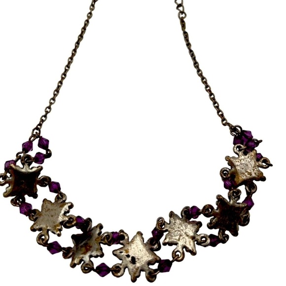 Vintage Layered Silver Chain & Purple Bead Necklace Bracelet Set N57 - Picture 7 of 9